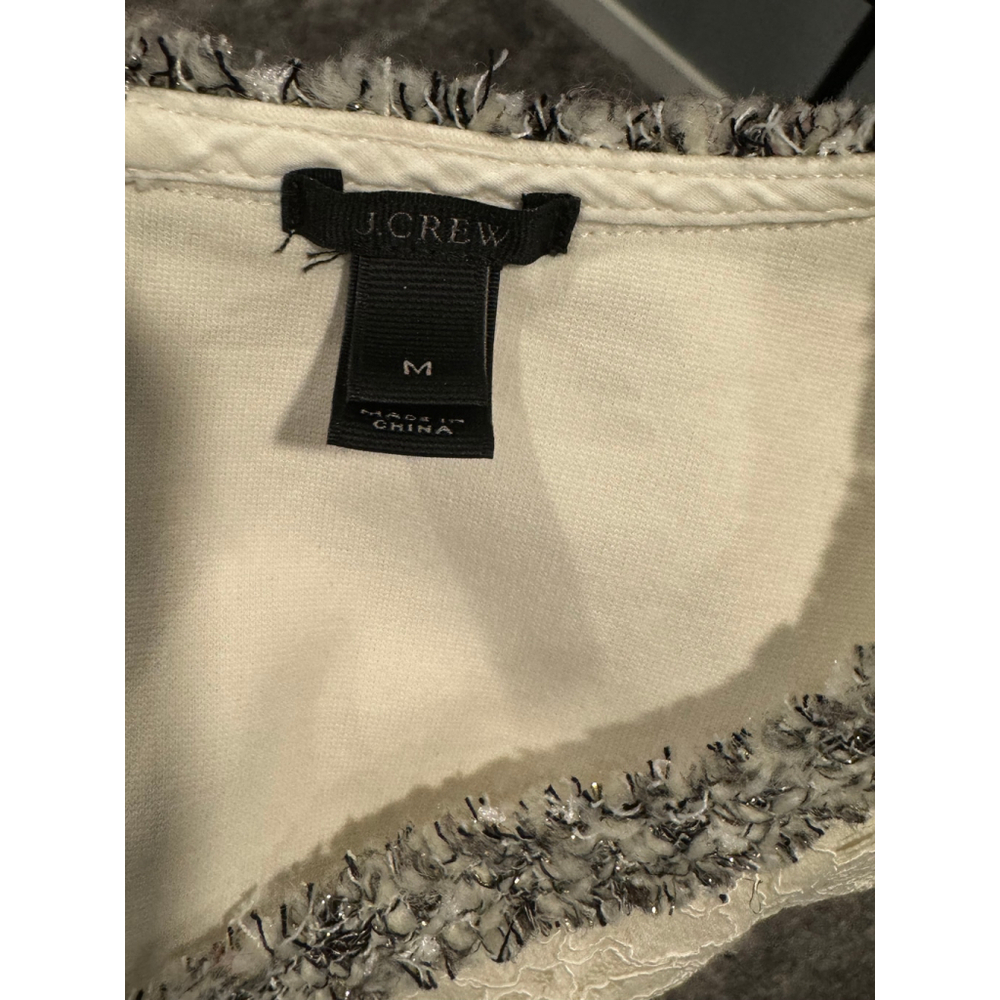 J.Crew Women's Glitter Top, White & Gray, Sz M - Picture 5 of 6